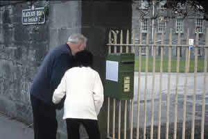 fig 4: Reading a text that was a part of the project 'Limerick Memories' which was included in ev+a 2003.