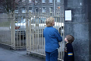 fig 5: Reading one text of thirty-seven fly-posted into thirty-seven locations around Limerick City.