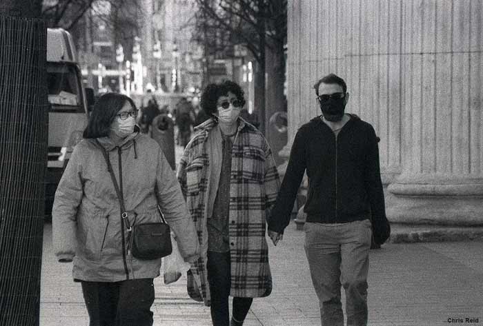 Fig. 21 Pedestrians passing the G.P.O. O'Connell Street; Dublin 1 during the Covid pandemic. March 2021